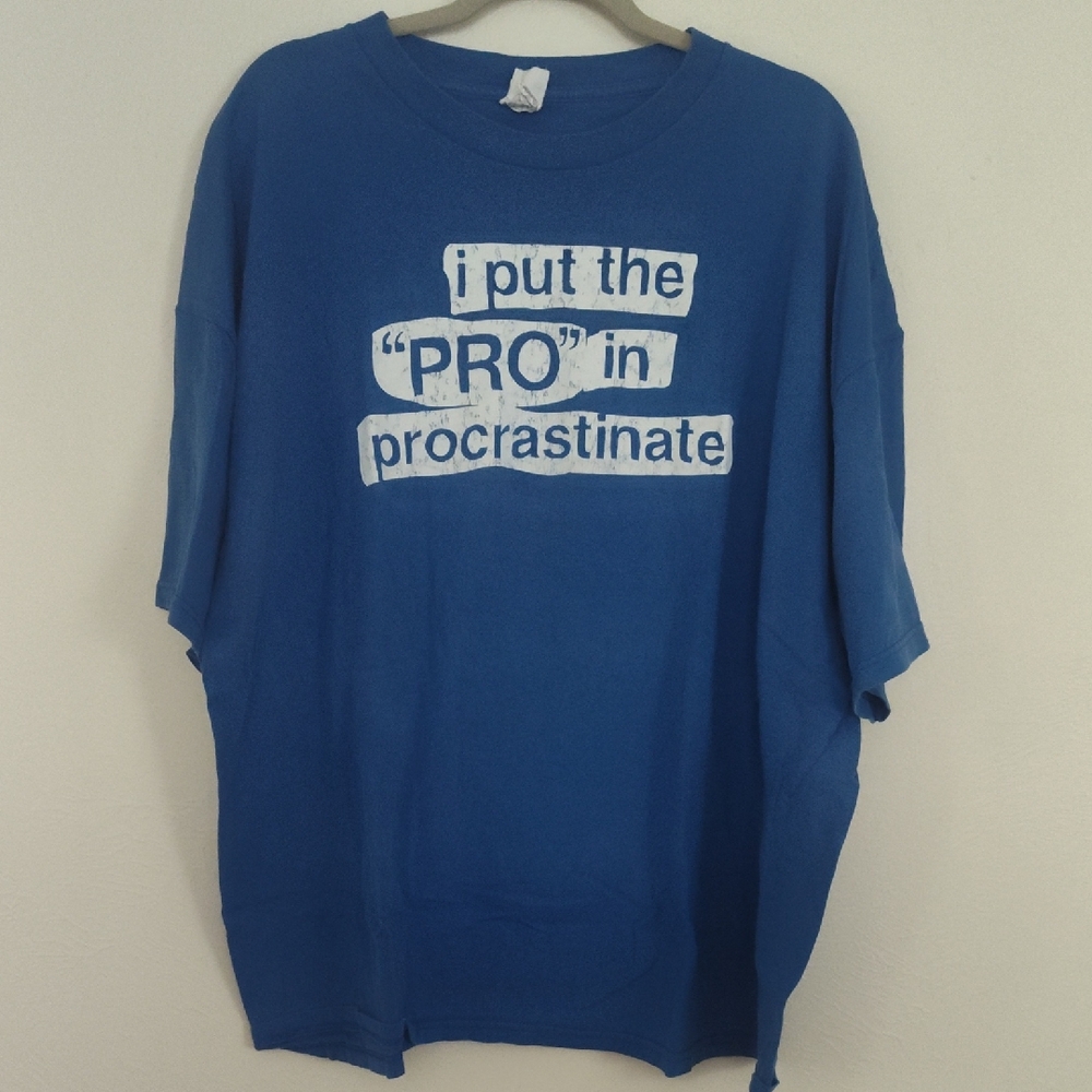 Alstyle Blue Procrastinate Graphic Tee